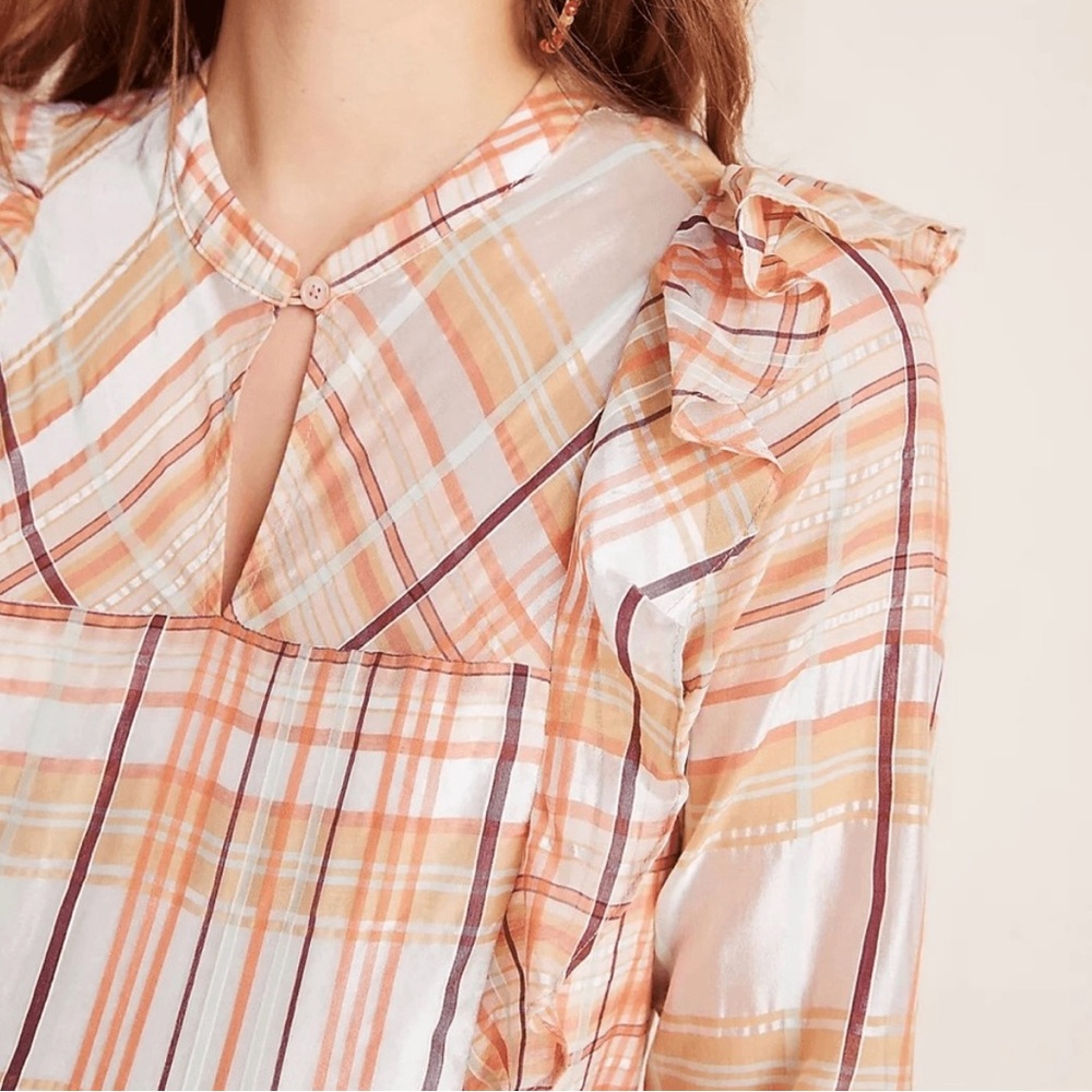 Worn once, Current Air lined blouse in small. Silky sheen helps dress it up.